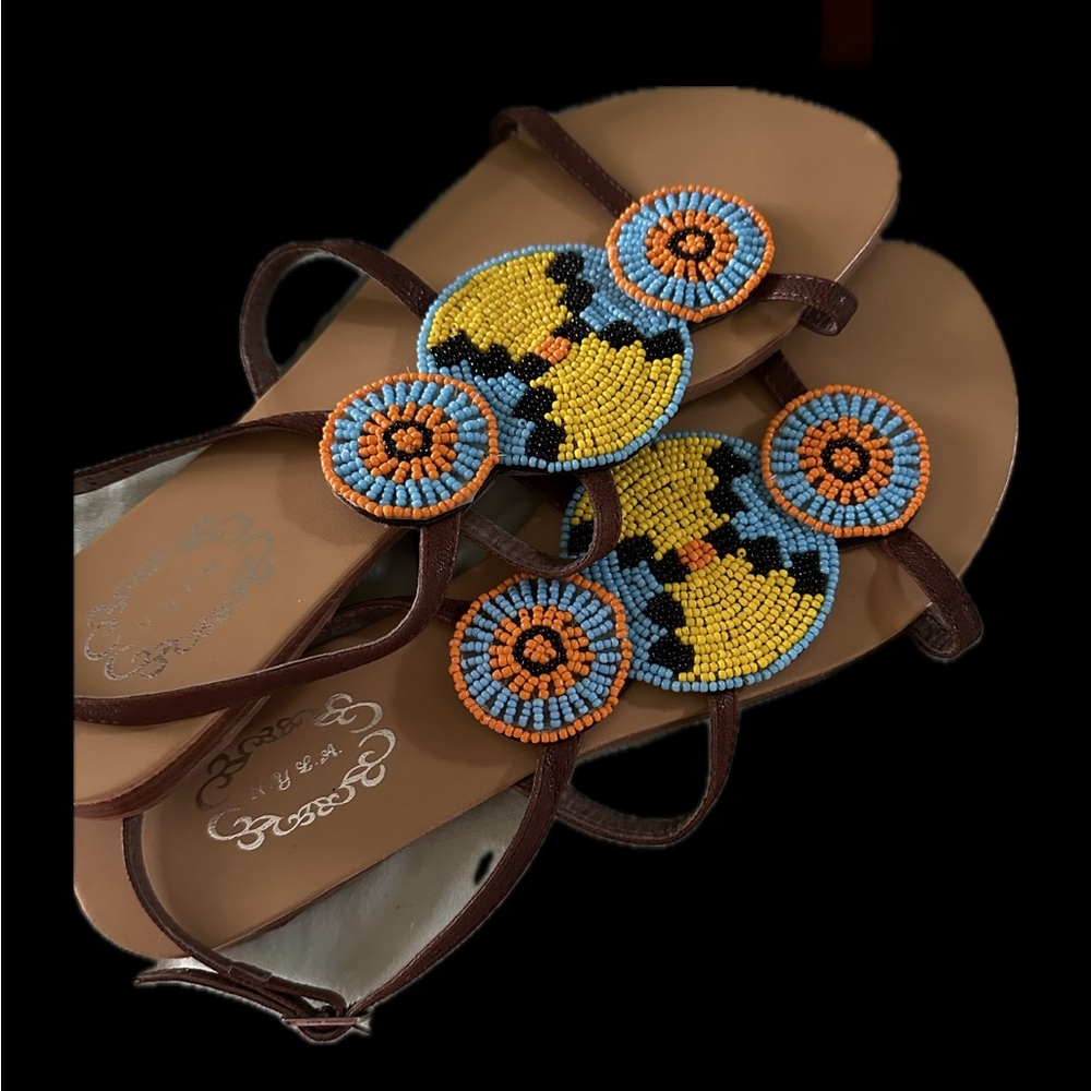 Woman's beaded flat sandals size 9.5